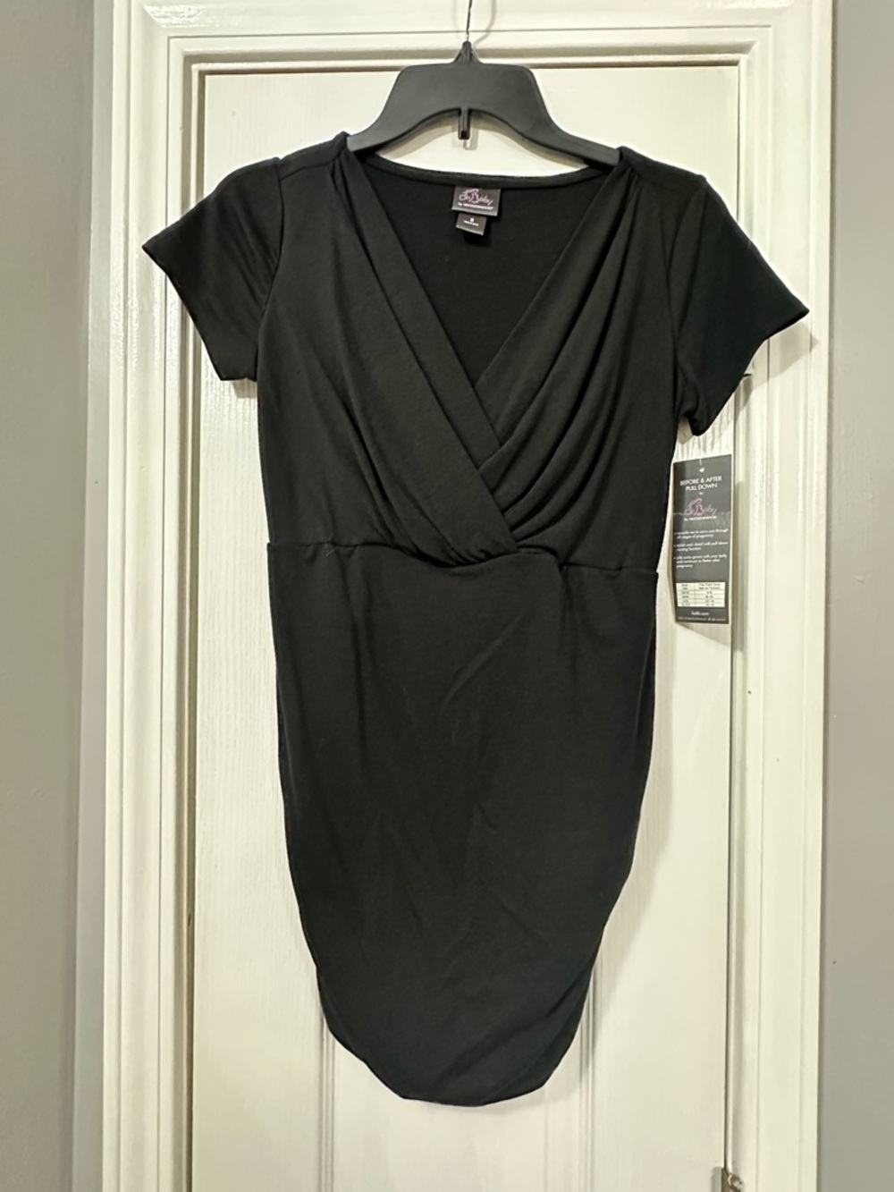 NWT Oh Baby by Motherhood Maternity Black Surplice Wrap Top - Small